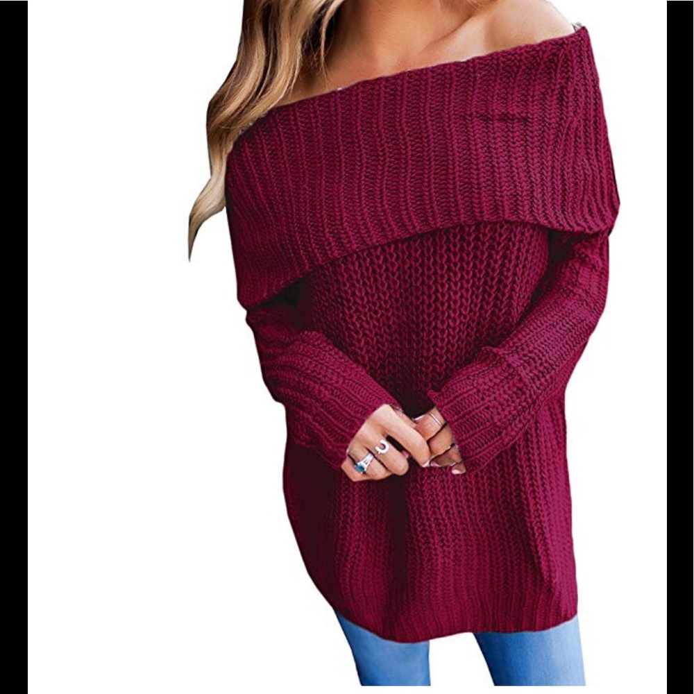 Beautiful women off shoulder knit sweater top - Picture 5 of 6